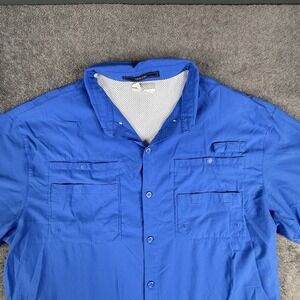 Columbia PFG Tamiami Shirt Mens XXL Blue Button Down Short Sleeve Polyester
